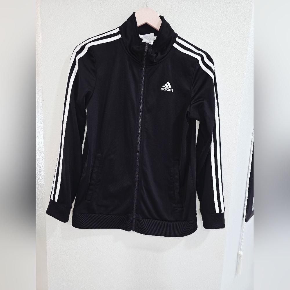 Adidas Black Track Jacket with White Stripes
